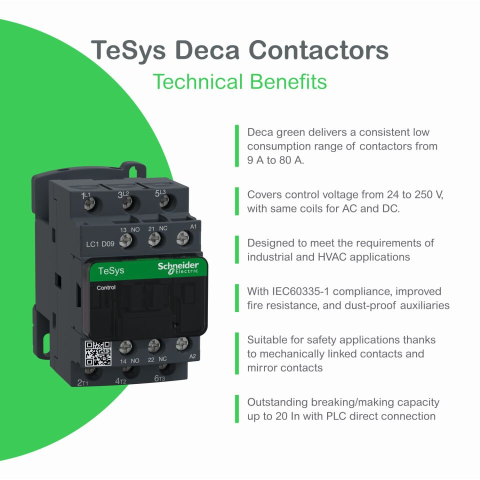 Schneider LC1D09M7 - TeSys Deca Kontaktör - 3P - 9A - 220V AC Bobin