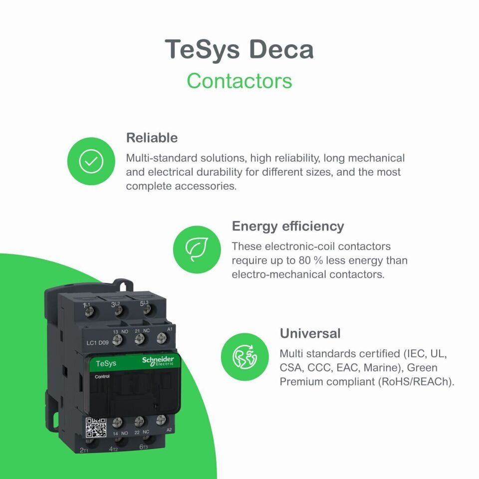Schneider LC1D12B7 - TeSys Deca Kontaktör - 3P - 12A - 24V AC Bobin