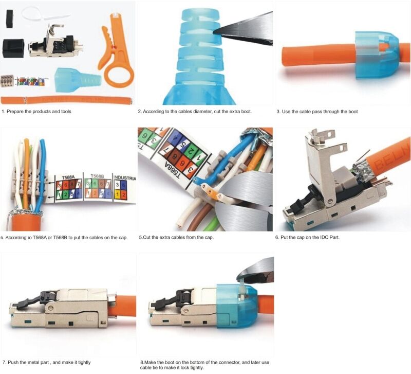 Cat6A/Cat7 Endüstriyel Jack - 10Gbps Metal Toolless Konnektör