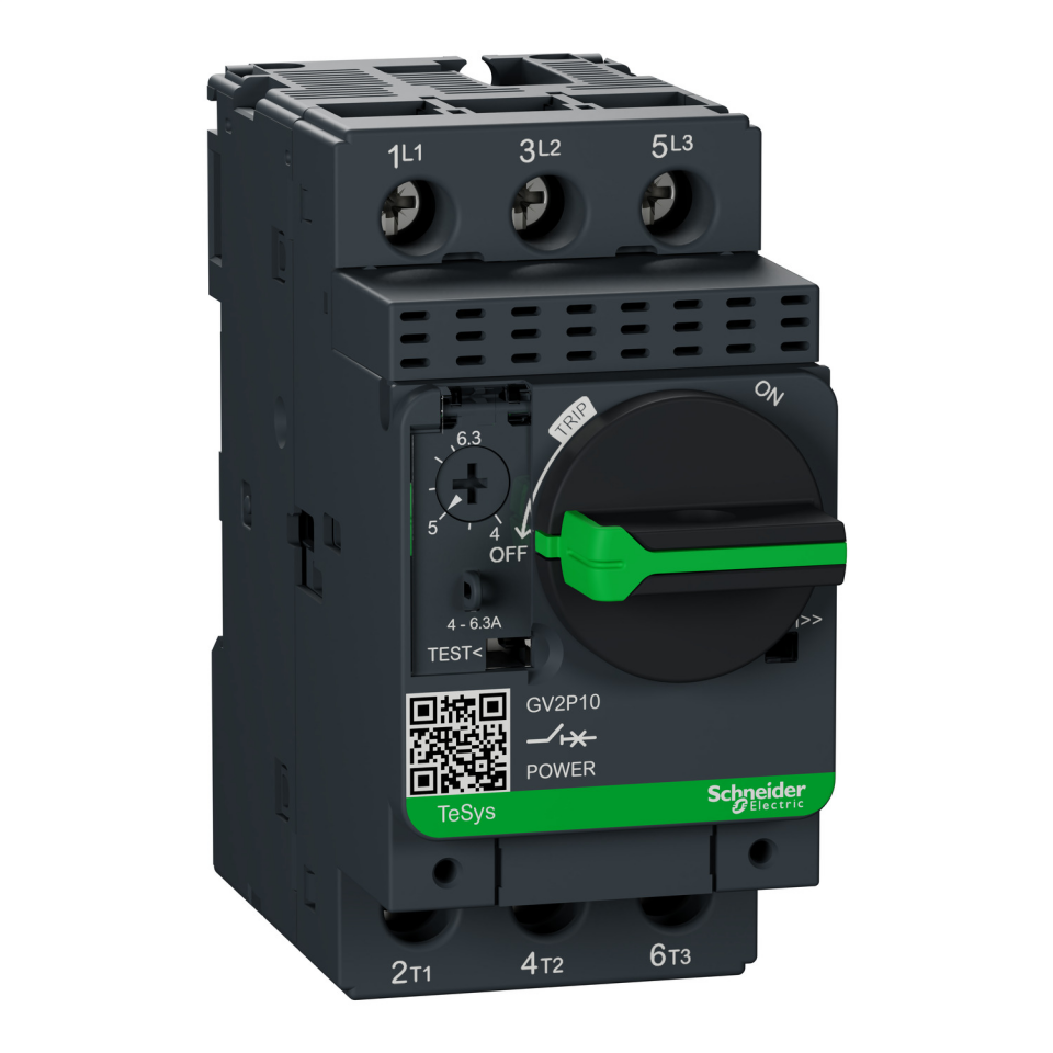 Schneider GV2P10 - TeSys GV2 Motor Koruma Şalteri - 4-6.3A - Döner Saplı